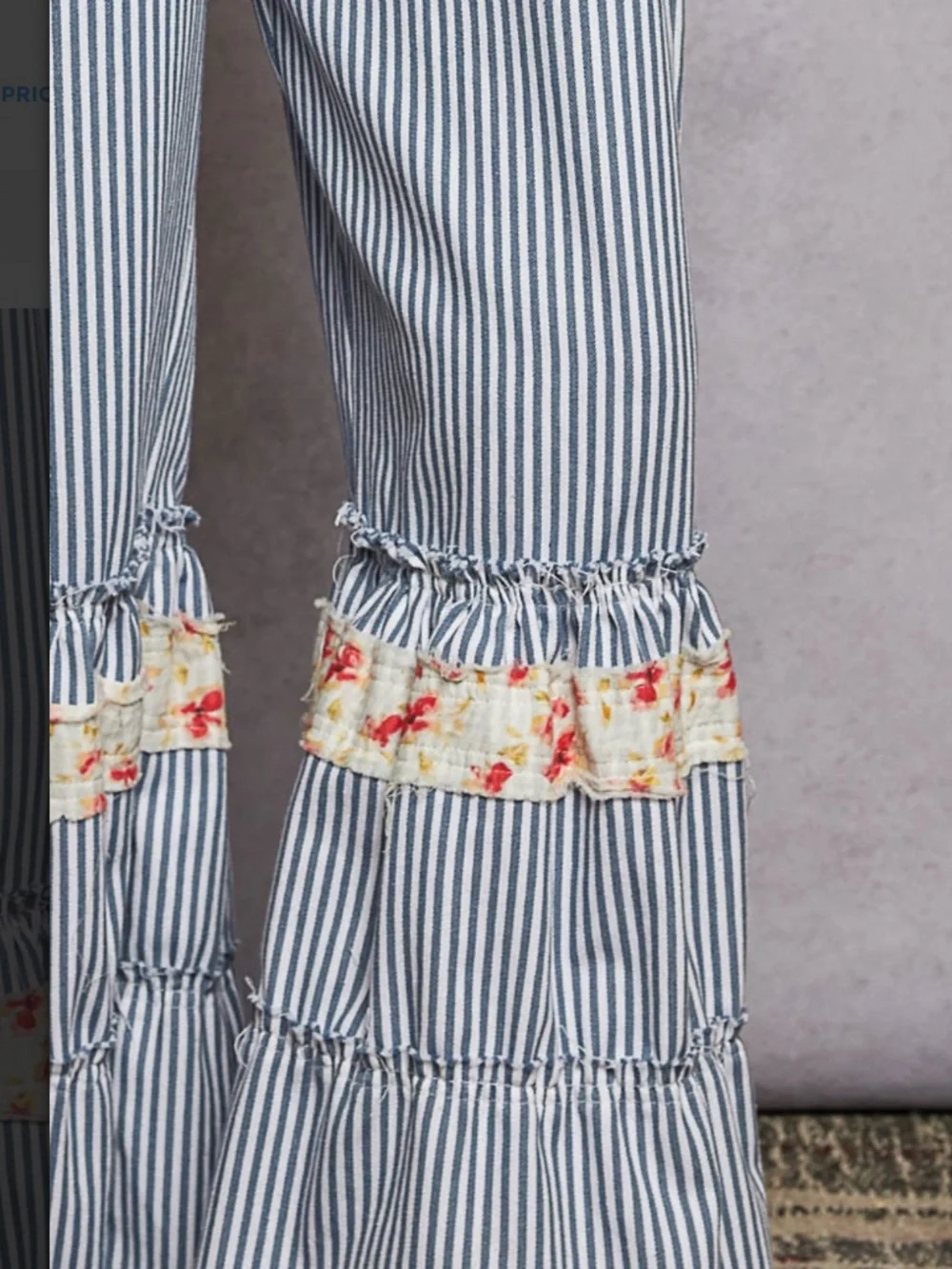 POL Blue White Striped Floral-Trim Jumpsuit - Picture 6 of 6